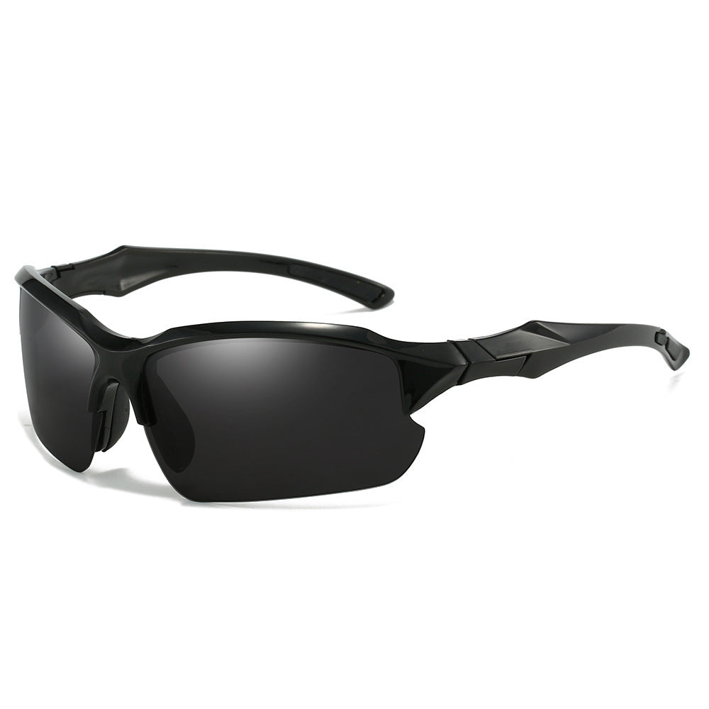 Lightweight men's athletic sunglasses, red accents, polarized for cycling, running & outdoor sports.