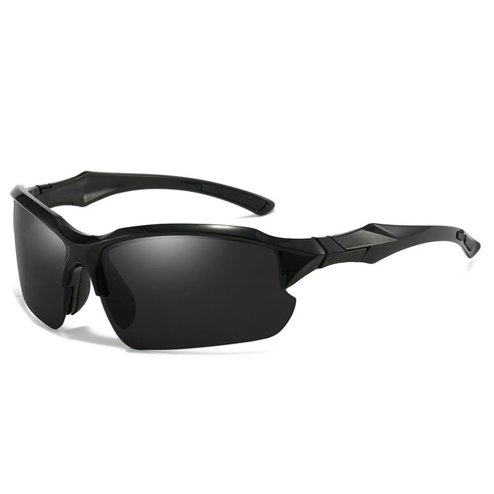 Lightweight men's athletic sunglasses, red accents, polarized for cycling, running & outdoor sports.
