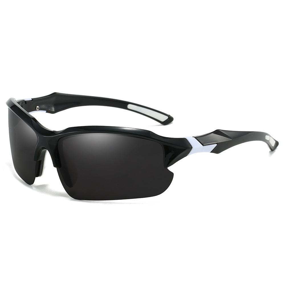 Durable men's sport sunglasses, red frames, polarized UV protection, ideal for active outdoor eyewear.