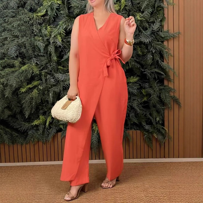 Women's V-Neck Wide-Leg Jumpsuit