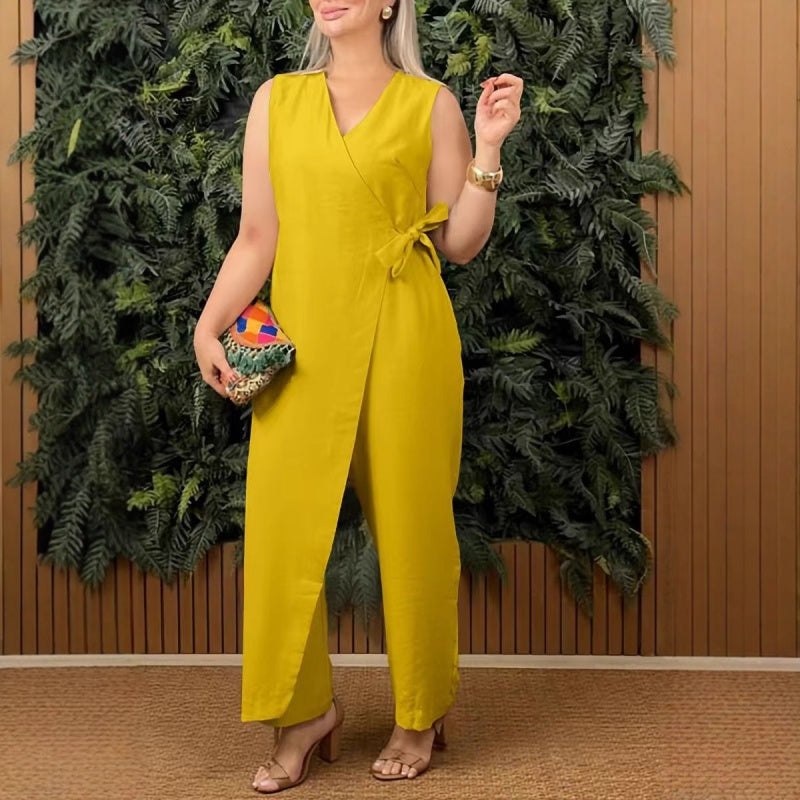 Women's V-Neck Wide-Leg Jumpsuit