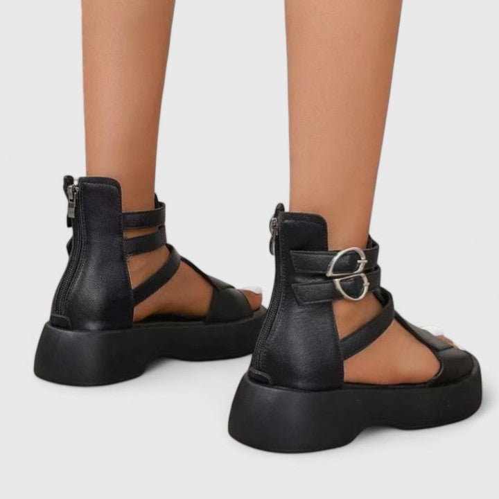 Comfortable women's platform sandals with orthopedic support. Everyday summer footwear with adjustable straps.