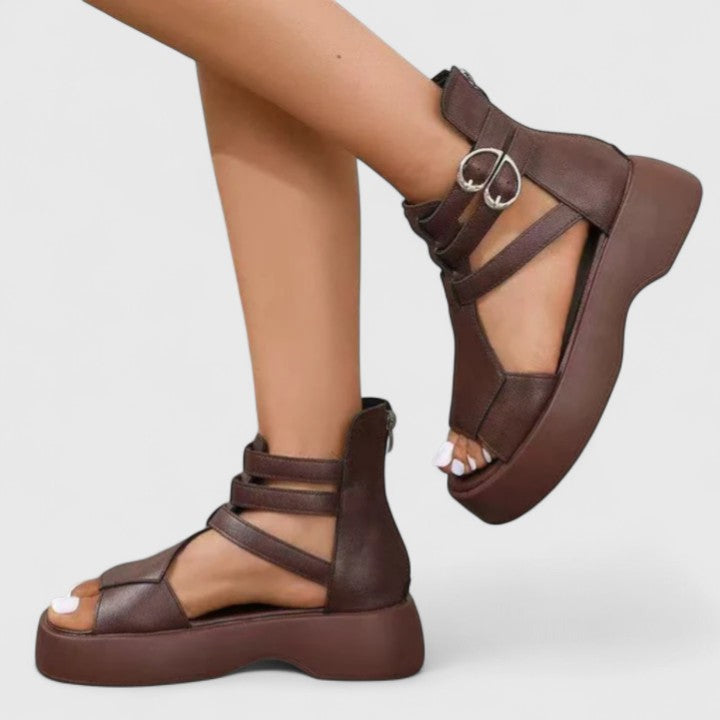 Adjustable strappy women's platform sandals. Orthopedic comfort and stylish design for summer and everyday wear.