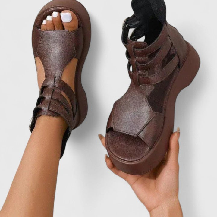 Supportive women's orthopedic platform sandals. Fashionable strappy design ensures all-day comfort for summer.