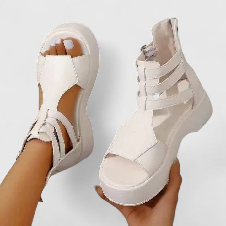Fashionable women's platform sandals with orthopedic arch support. Perfect comfortable summer footwear.