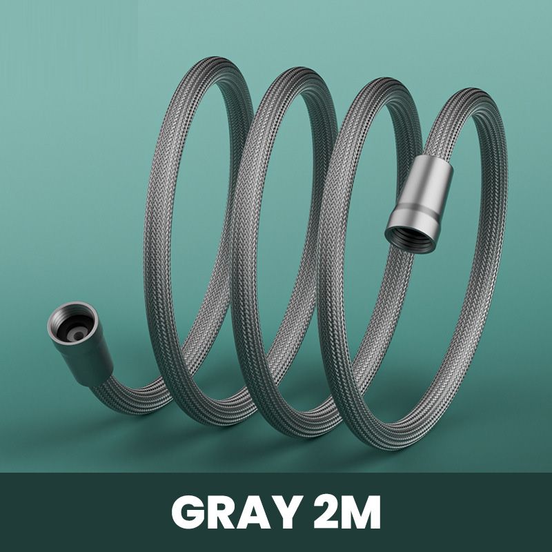 Flexible braided shower hose, a durable and leakproof bathroom plumbing accessory for easy home improvement.