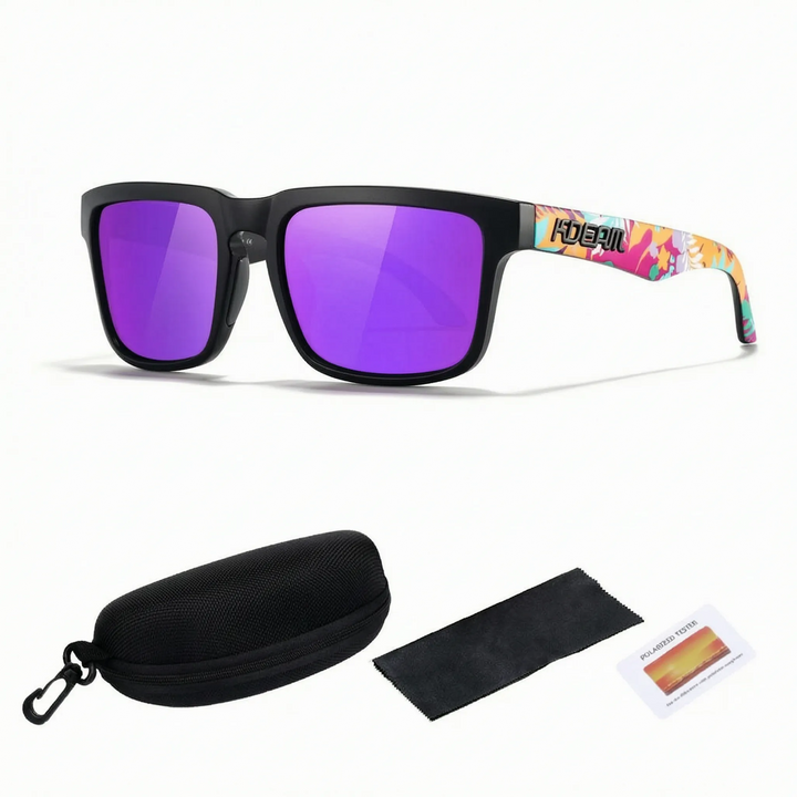 Durable unisex square frame polarized sunglasses with advanced UV protection.