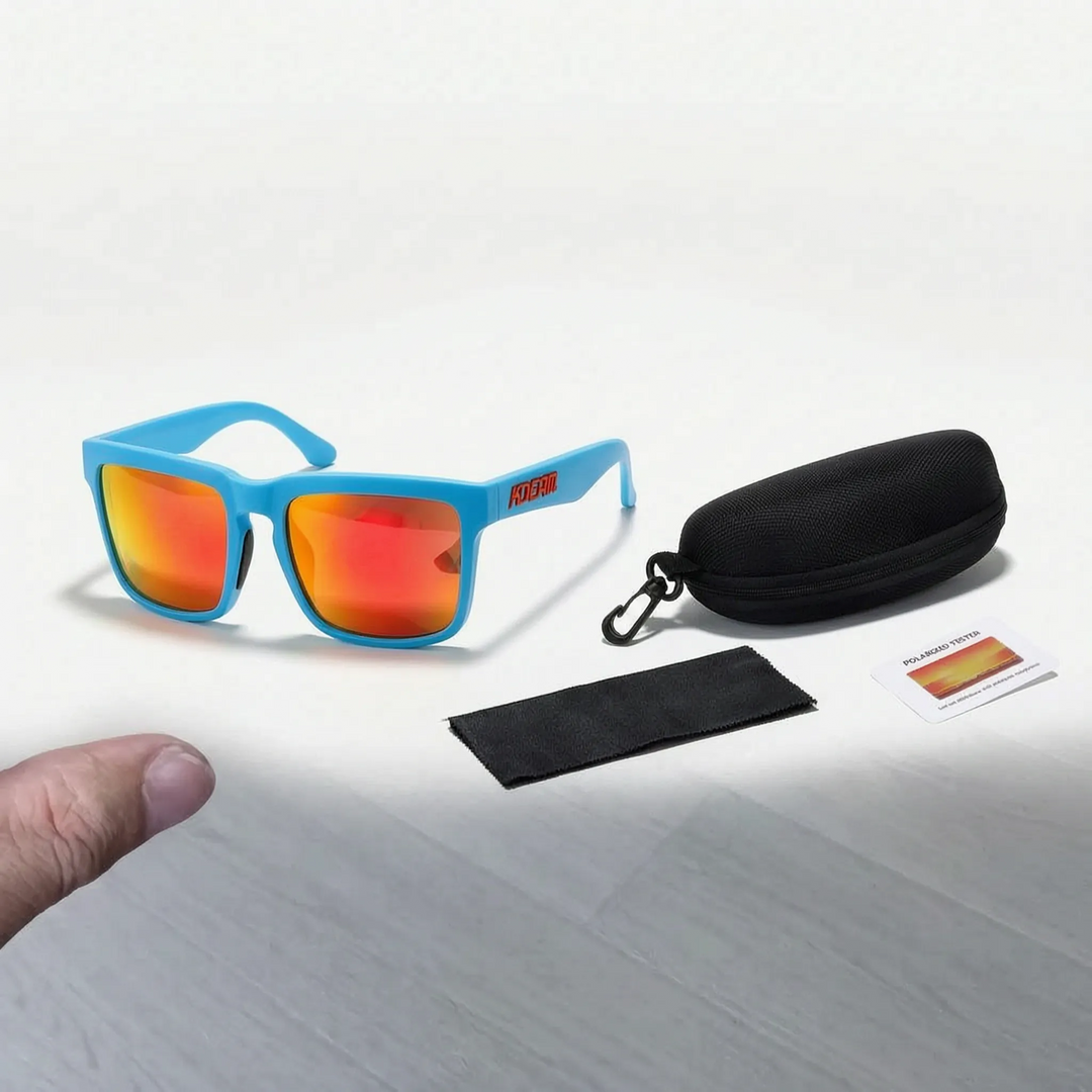 Unisex square polarized sunglasses, ideal for outdoor sports & daily wear.