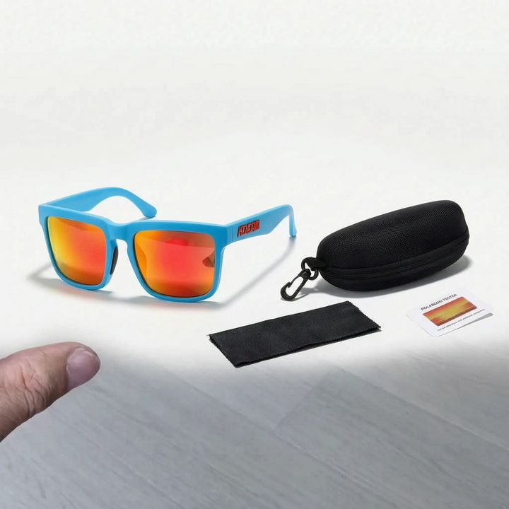 Unisex square polarized sunglasses, ideal for outdoor sports & daily wear.