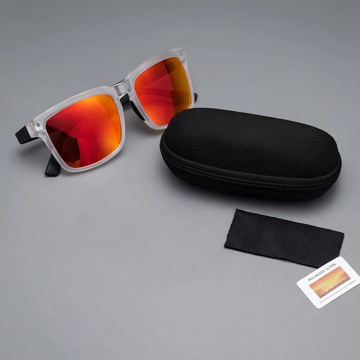 Outdoor unisex square frame polarized sunglasses for enhanced clear vision.