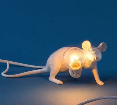 Whimsical resin mouse LED table lamp, perfect as a decorative animal lamp and a unique home accent light.