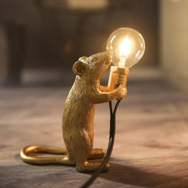 Playful SqueakLight mouse LED lamp, a unique resin table light perfect for adding whimsical home accents.