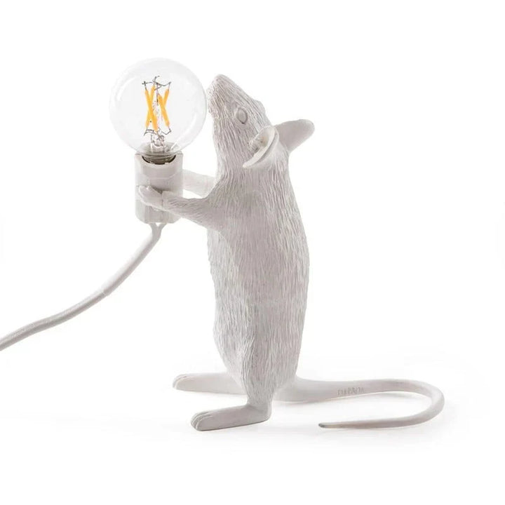 Charming SqueakLight resin mouse LED table lamp, perfect for whimsical home decor and unique lighting accents.