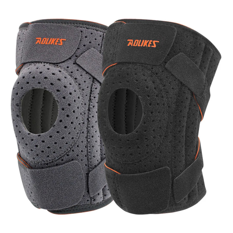 Durable open patella knee brace for runners & cyclists. Adjustable unisex knee support for active lifestyles & injury prevention.