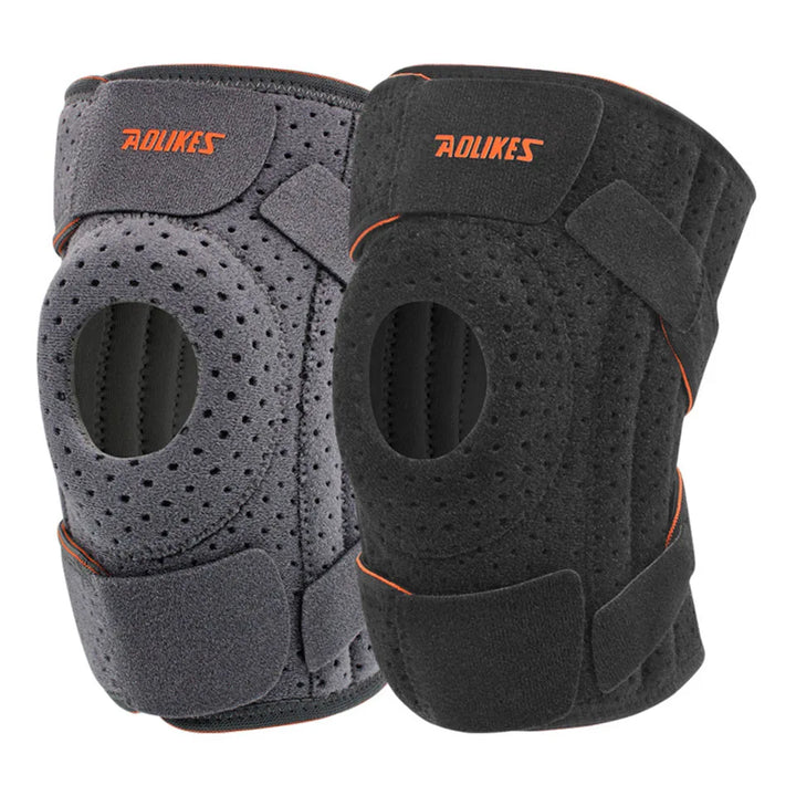 Durable open patella knee brace for runners & cyclists. Adjustable unisex knee support for active lifestyles & injury prevention.