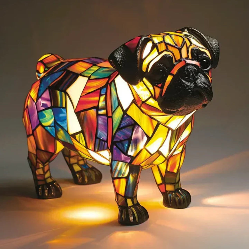 Stained glass art dog lamp, a functional and beautiful piece of decor