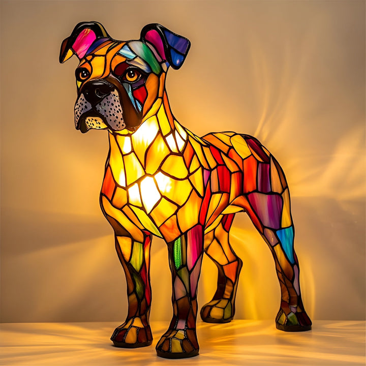 Stained glass animal lamp featuring a dog, modern home accessory