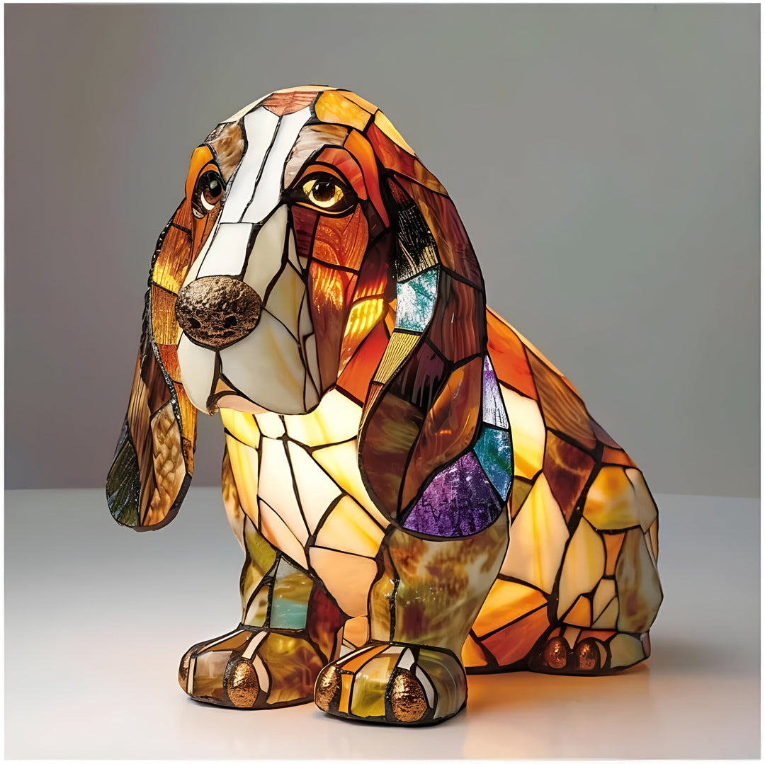 Unique dog decor lamp, handcrafted stained glass for artistic lighting