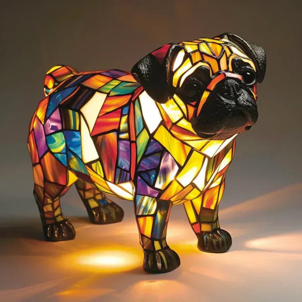 Add personality to your decor with this unique stained glass dog lamp.