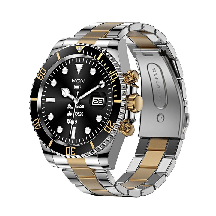 Sophisticated men's steel smartwatch, a durable and stylish wearable tech accessory for everyday elegance.