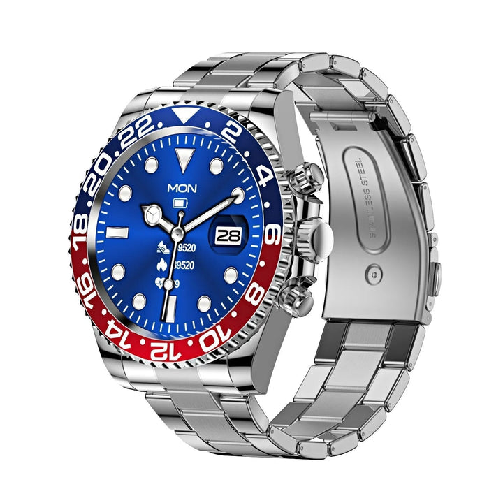 Men's fitness tracker smartwatch, monitoring heart rate, steps & activities, perfect for an active lifestyle.