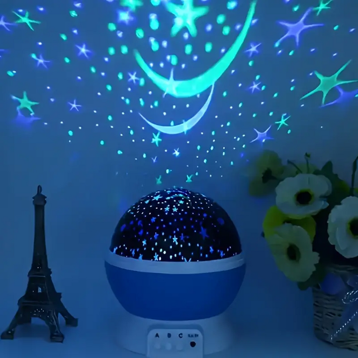 USB LED star projector night light with music speaker, perfect for bedroom relaxation.