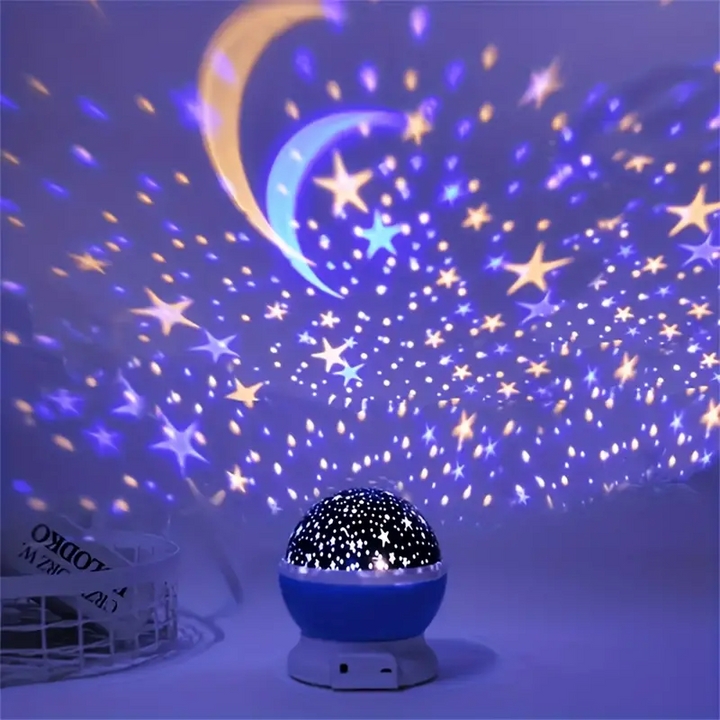 Ambient galaxy star projector lamp for bedroom relaxation, great for kids' rooms.