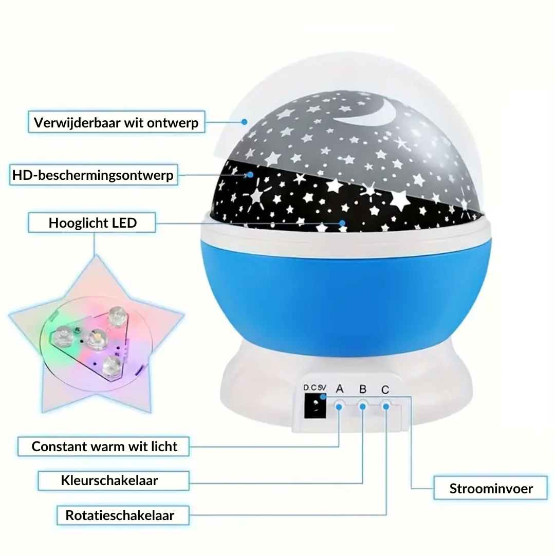 Home decor star projector with dynamic galaxy patterns and integrated music speaker.