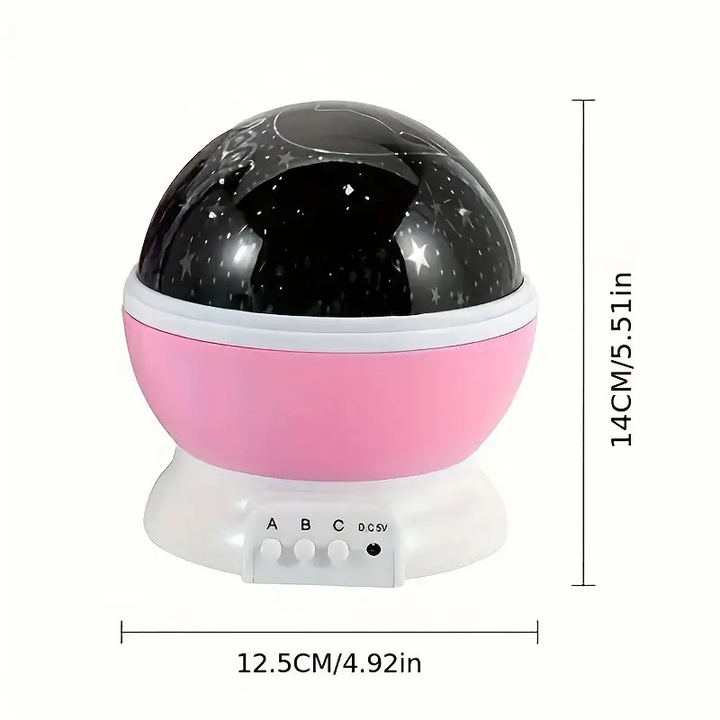 Kids' room star projector night light, plays music for sleep & ambient bedroom decor.