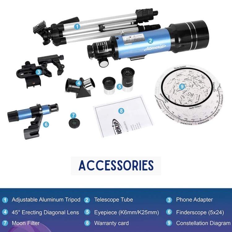 Beginner-friendly refractor telescope for exploring astronomy and the wonders of the night sky.