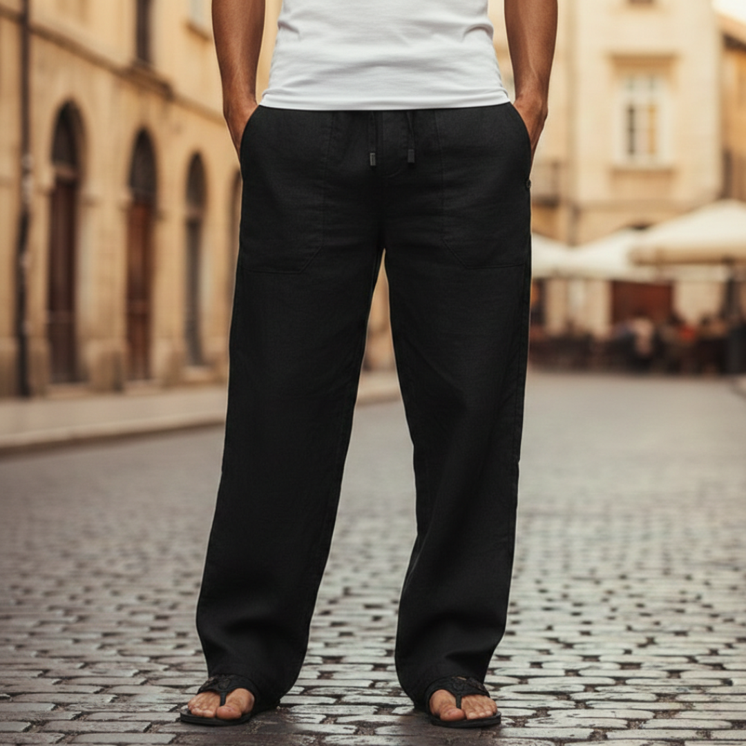 Versatile men's wide leg drawstring pants for casual outings, relaxed comfort, or stylish loungewear.