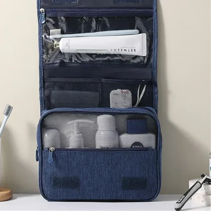Compact travel accessory bag, perfect for organizing toiletries, cosmetics, and makeup for any journey.