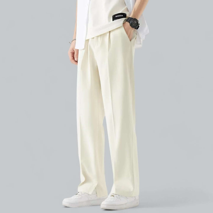 Black men's straight leg dress pants, ideal for formal business wear or sophisticated events.