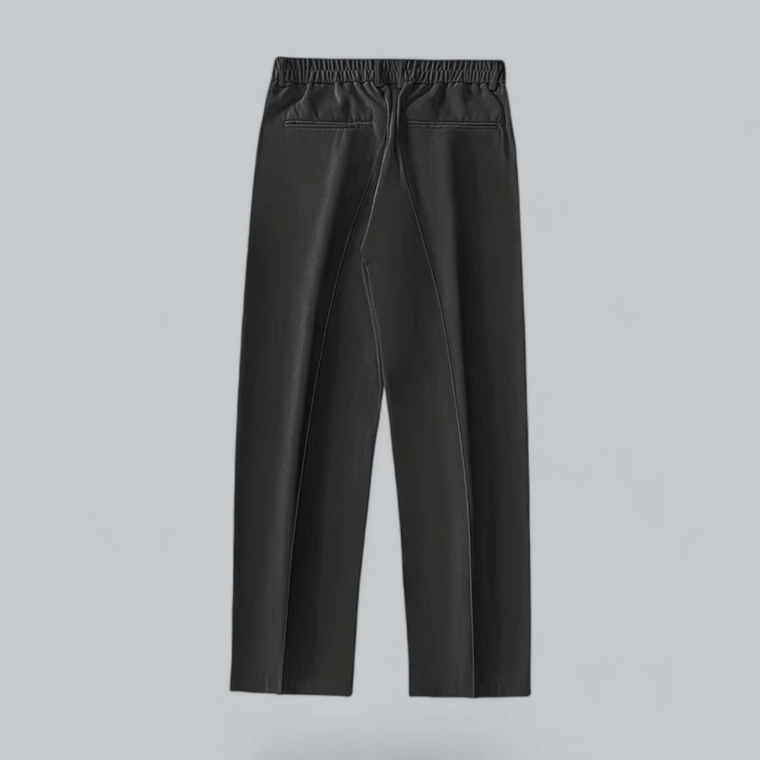 Grey men's straight leg formal trousers, providing a sharp and professional look for business attire.