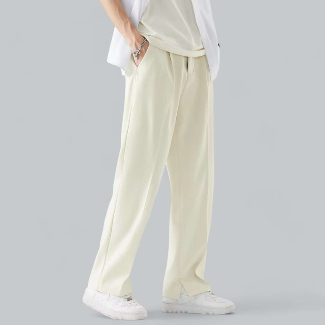 Versatile straight leg trousers for men, suitable for both business professional and smart casual looks.
