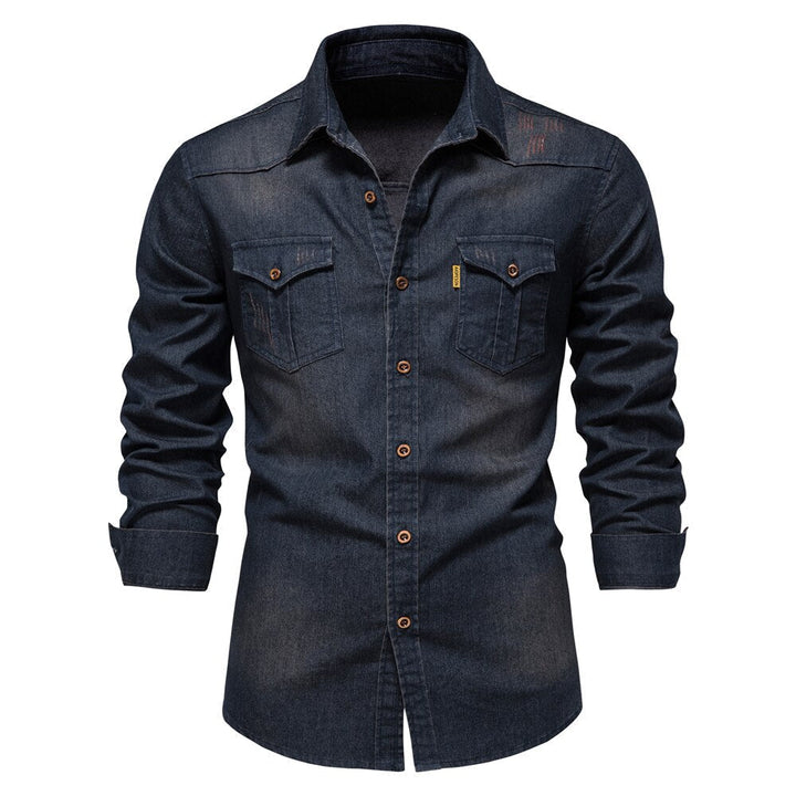 Comfortable men's Logan denim shirt. Button-down long sleeve casual top, perfect for everyday.