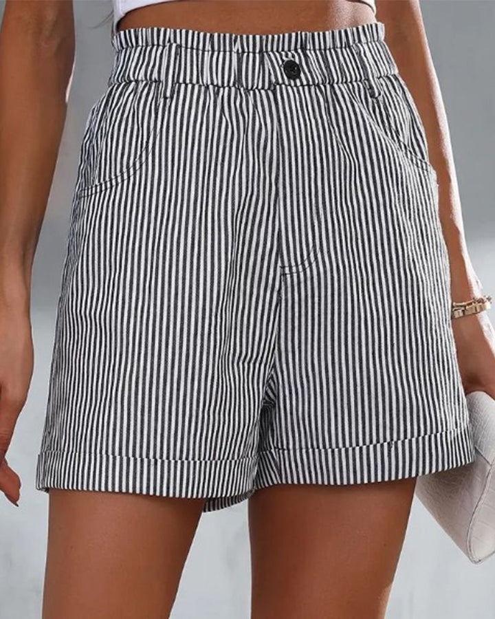 Women's striped high waist shorts, perfect for summer casual wear.