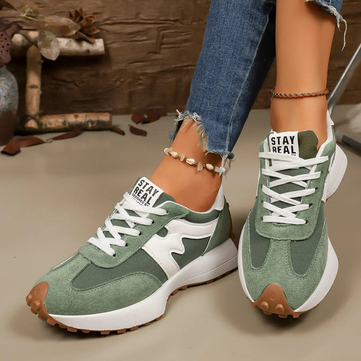 Walk with confidence in these women's striped platform lace-up sneakers, designed for ultimate style & comfort.