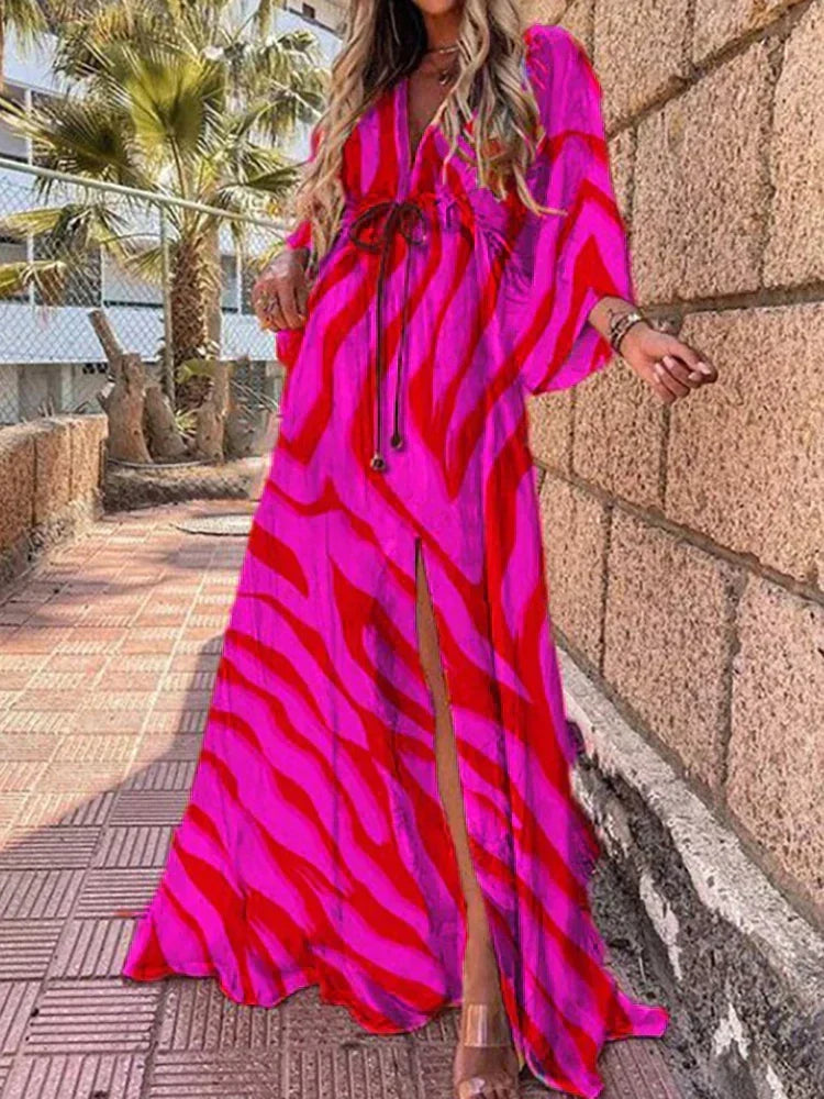 Stylish short women's print dress, ideal for resort wear, casual summer days, and warm weather comfort.