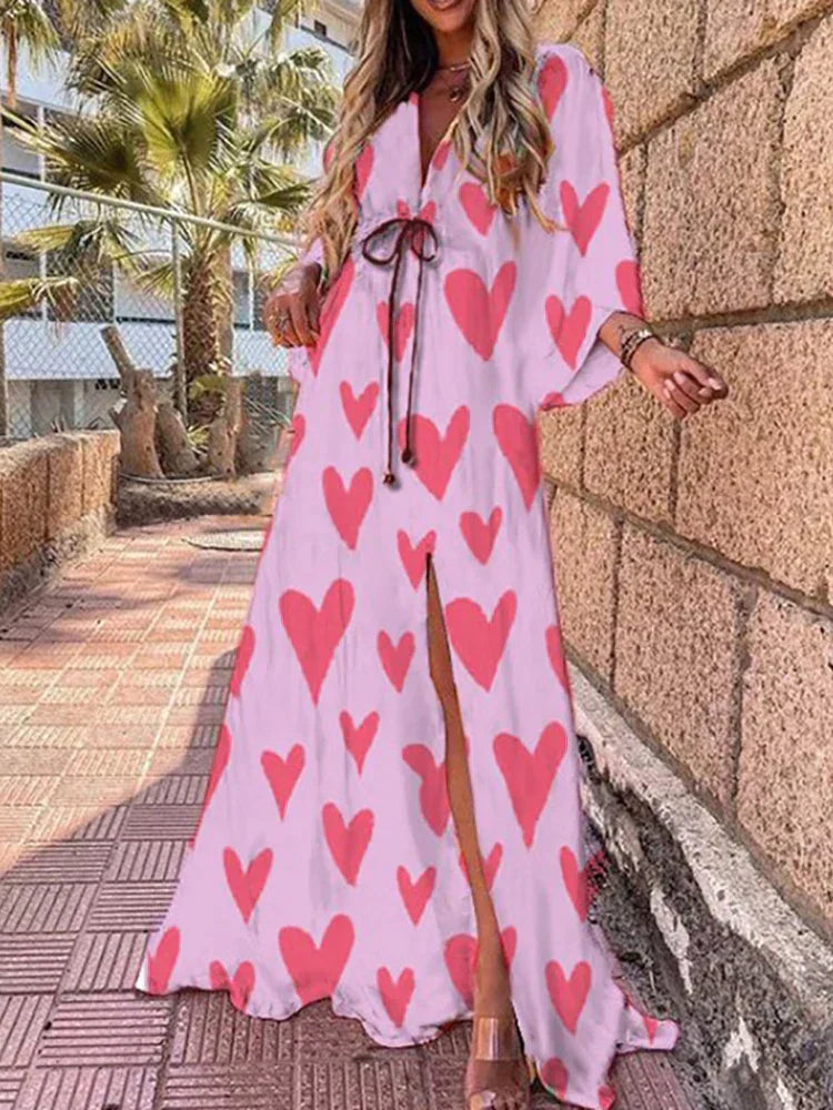 Vibrant print women's beach dress, a stylish and comfortable choice for sun-filled vacations and warm weather.