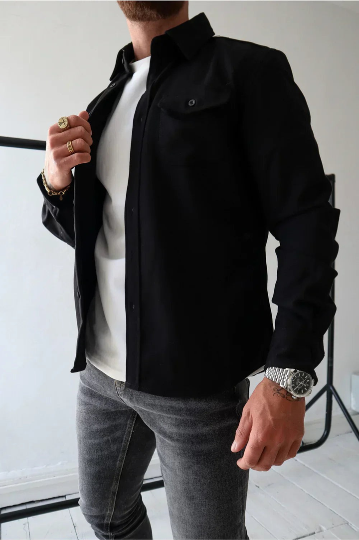 Premium men's casual overshirt. Versatile long-sleeve shirt for smart casual outfits and effortless layering.