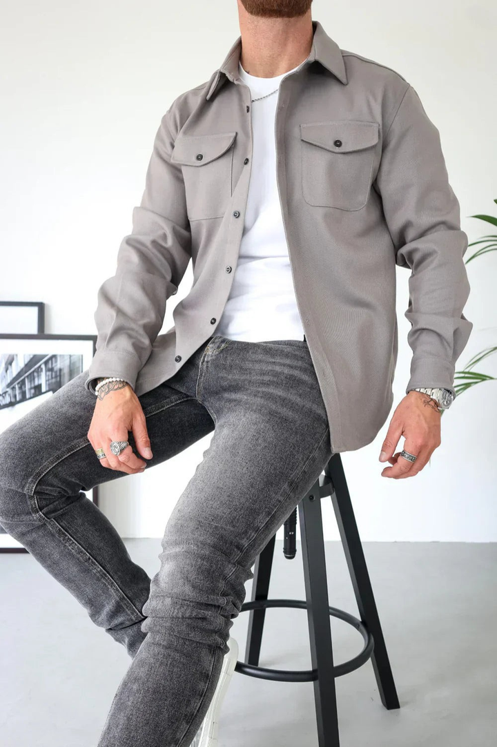 Men's everyday overshirt. This stylish long-sleeve button-up shirt is a key layering piece for modern menswear.