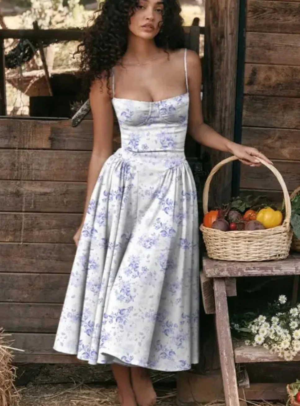 Women's versatile V-neck sundress, a stylish casual midi dress perfect for summer and beach days.