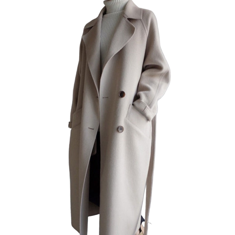 Chic women's elegant long coat, ideal for sophisticated workwear or elevated everyday winter fashion.