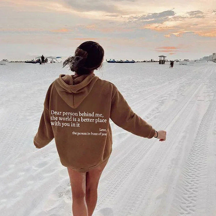 Gift for her: Women's inspirational Aurora hoodie. Long-sleeve, comfortable, positive message casual wear.
