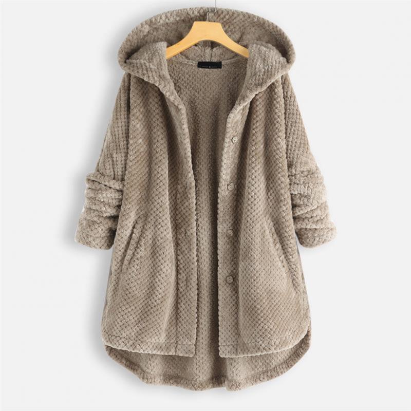 Versatile women's stylish hooded jacket, FleeceLux, designed for ultimate comfort in all seasons.