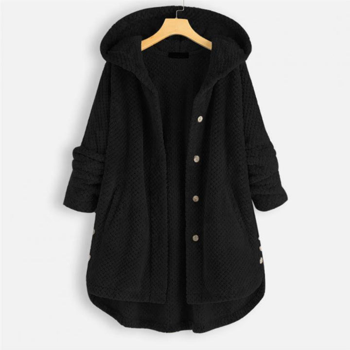 Everyday comfortable women's FleeceLux hooded jacket, an essential piece of stylish outerwear apparel.