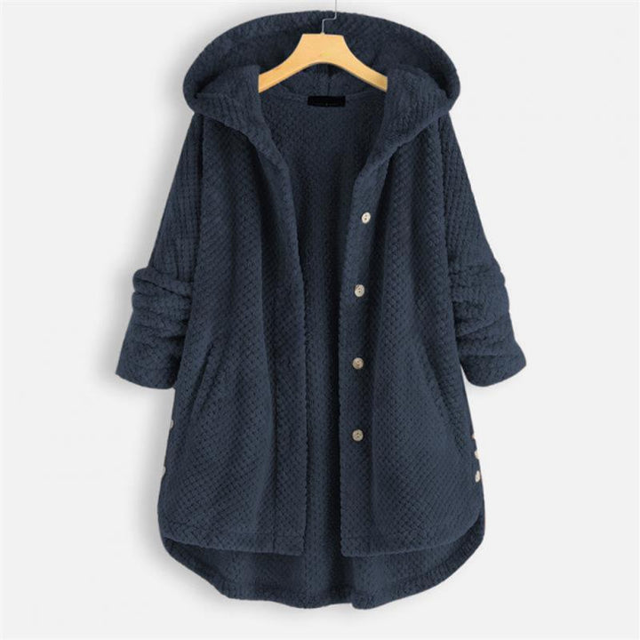 Comfortable women's FleeceLux hooded fleece jacket, soft material, ideal for casual everyday wear.