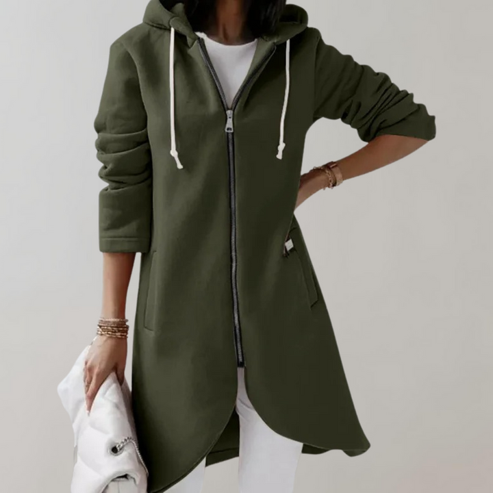 Versatile Elara long sleeve women's cardigan. Comfortable knit, ideal stylish outerwear for any elegant or casual occasion.
