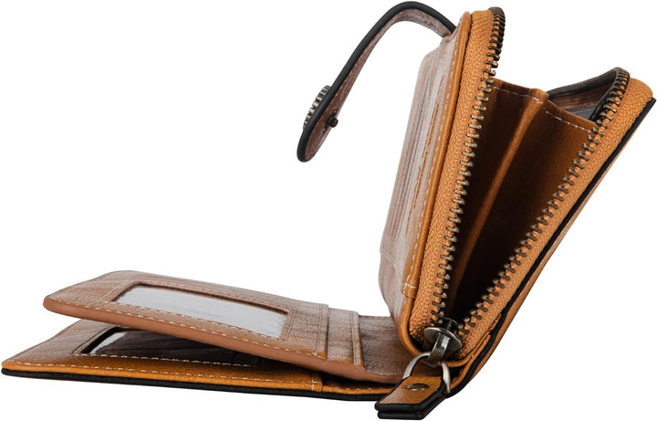 Functional women's large capacity wristlet wallet, PU leather, secure RFID card holder.